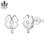 Nueva Colección de Primavera de Aifulu Pendientes Versátiles de Trébol de Cuatro Hojas con Cierres de Plata, Pendientes Pequeños con Temática de Plantas para Mujer, Hechos de Cobre con Baño de Platino