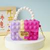 Nueva Bolsa de Gelatina de PVC Billetera de Silicona Bolso Cruzado Infantil Bolso de Mano de Perla de Burbuja Doble Cara Bolso con Cadena en stock