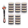 Navaja Manual Calidad Alemana Navaja Clásica con 5 Cuchillas Navaja de Afeitar para Hombre Cabezal de Hoja de Navaja Cinco Capas Universal