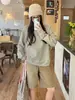 Moletom Gola Redonda de Malha Felpuda Estilo Coreano para Mulheres Outono/Inverno Nova Chegada Estilo Preguiçoso Casual Versátil Manga Longa