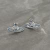 Estilo ins europeo y americano Pendientes Saturno OVNI de pintura bicolor Cobre chapado en oro Aguja de plata 925 Pendientes elegantes y sencillos para mujer
