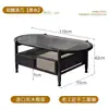 Conjunto de Mesa de Centro de Madeira Maciça Rattan de Luxo Leve com Vidro Changhong, Camada Dupla com Gavetas, Formato Redondo para Uso Doméstico na Sala de Estar, Mesa de Chá Tendência Trançada em Rattan