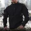 Chamarra Cortavientos Táctica Han Ye para Hombre Abrigo con Forro Polar Otoño e Invierno Chaqueta Softshell Impermeable Militar para Exteriores con Capucha