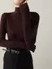 Suéter básico de punto de lana sin costuras con diseño de onda de hilo Yangtze de alta gama para mujer, otoño e invierno, cuello semi-alto, manga larga