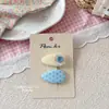 Lindo Perrito Azul Denim Oso Dibujo Animado Moda Pinza Original para el Cabello para Niños Versátil Dulce Letra Pin Lateral para Niñas