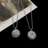Collar con Colgante de Cara Giratoria Llorando Sonriendo Dulce Fresco para Mujer Diseño de Tendencia Ins Estilo Niche Colgante Hip Hop Cadena Versátil para Mejor Amigo Hombre