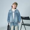Jaqueta Infantil Primavera e Outono 2025 Novo Estilo para Crianças Maiores, Blusa Jeans com Capuz Tendência Street Style para Outono