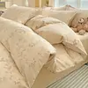Conjunto de Roupa de Cama de Algodão Integral de Quatro Peças, Algodão Puro Novo Estilo 2026, Roupa de Cama Fresca e Simples, Lençol, Capa de Edredom, Conjunto de Três Peças, Adequado para Todas as Estações