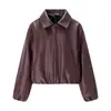 ZA AliExpress Más Vendido Comercio Exterior Transfronterizo Estilo Europeo y Americano Moda para Mujer Corte Holgado Manga Larga Chaqueta de Cuero