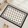 Alfombra antideslizante de baño de cuadros en blanco y negro estilo británico, alfombrilla absorbente de secado rápido para pies, resistente a las manchas de baño, fácil de cuidar, alfombrilla de suelo de tierra de diatomeas