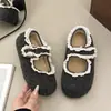 Sapatos de Algodão com Renda 2026 Velcro Fundo Plano Novo Outono Inverno Sapatos Birkenstock Feminino Salto Escondido Para o Trabalho Plus Veludo Quente