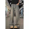 Jeans de pierna ancha tie-dye lavados para hombre, estilo American high-street, pantalones de pierna recta degradados, corte retro holgado, alargan las piernas, ligeramente acampanados
