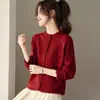 Cardigã de Tricô Gola Redonda 2026 para Mulheres, Estilo Curto, Novo Caimento Solto, Camisa Base Laranja, Suéter Casaco Fashion e Estiloso