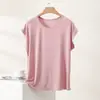 Camiseta Regata Gola Redonda de Modal Verão Fina Cor Sólida Casual Camada Base Feminina Tamanho Plus Size Top Solto Emagrecedor