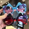 Gafas de Sol para Niños Color Gelatina Doble Lazo Niñas Gato Vacaciones Anti-UV Niños Lindos Lindos Bebé