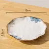 Plato tazón de cerámica para el hogar negro azul al por mayor 2022 nuevo estilo tinta tazón para sopa de doble asa tazón para arroz juego de vajilla