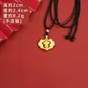 Nuevo Collar de Cuerda Negra Giratoria con Pez Koi y Loto Dorados Estilo Chino, Aleación de Cobre, Color Duradero, Joyería de Yiwu