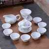 Conjunto de chá de cerâmica azul e branca, infusor de chá doméstico, gaiwan Kung Fu, conjunto completo de xícaras de chá simples, loja de fábrica atacadista transfronteiriça
