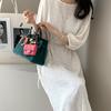 Vestido Largo Elegante de Cuello Redondo para Mujer de Corea del Sur Manga Larga con Cordones Abertura Estampado Estilo Coreano