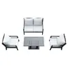 Juego de sofá de aleación de aluminio para exteriores y mesa de centro ajustable, impermeable y resistente al sol, con cojines suaves, adecuado para patio, balcón, casa de huéspedes y uso de ocio en casa