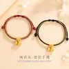 Pulsera de Pareja de Plata Pura 925 Flor de Loto Buena Suerte Nuevo Estilo Chino Tendencia Nacional Joyería de Ágata Roja Flor de Loto Pulsera de Ágata Negra Ins