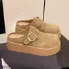 Mocasines de otoño sin cordones para mujer, estilo Birkenstock, nuevo diseño de gamuza afelpada, zapatillas de media punta cerradas de suela gruesa que aumentan la altura 2026