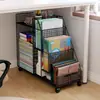 Estante de armazenamento para livros sob a mesa, caixa de armazenamento de livros de chão, carrinho móvel com rodas, estante simples para livros ilustrados infantis