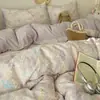 Juego de Ropa de Cama de Algodón Grado Madre y Bebé Clase A de Cuatro Piezas Sábana de Cama 100% Algodón Funda Nórdica Funda de Almohada Faldón de Cama Juego de Tres Piezas para Dormitorio de Estudiante 4