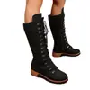 Botas femininas estilo britânico Martin, novos modelos outono e inverno, bico redondo, salto médio grosso, botas femininas de corte baixo, botas Chelsea pretas atacado