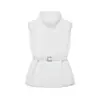 Fabricantes de Ropa para Mujer Transfronterizos al por Mayor 2025 Aliexpress Moda Popular Casual Tops sin Mangas con Cinturón de Cuello Alto