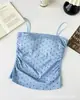 Camisola de Estilo 'Hot Girl' con Lunares y Tirantes Finos, Acolchado en el Busto, Cintura Fruncida, Efecto Adelgazante, Adecuada para Usar en Capas o Sola, Top Corto