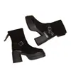 Botines retro con hebilla, nueva colección otoño/invierno 2026, forrados de felpa, con cremallera, diseñados para mujeres menudas, con efecto de realce de altura y adelgazante, estilo botas Martin