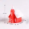 Villa de colores pastel, casa creativa de resina con escena de nieve, adorno de muñeco de nieve de Navidad, casa de estilo rojo, regalo hecho a mano