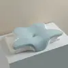 Núcleo de Travesseiro de Memória em Forma de Borboleta com Chifre Enrolado para Adultos que Dormem de Lado, Travesseiro para a Coluna Cervical, Travesseiro de Espuma de Memória de Recuperação Lenta que Não Colapsa