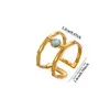 Anel Cruzado Europeu e Americano com Zircônia Microincrustada Coração Borboleta Banhado a Ouro 18K Aço Inoxidável Aberto Ajustável para Acessórios Femininos