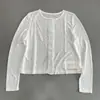 Cárdigan de Lyocell Tencel con Botones Verano Nuevo Casual Transpirable Color Sólido Manga Larga Cuello Redondo Prendas de Abrigo Diarias para Mujer