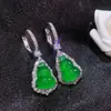 Brincos de Abóbora Banhados a Prata com Crisoprásio de Gelo Incrustado Estilo Yang Mi Agata Rosa Comparáveis a Brincos de Jade