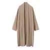 Casaco Cardigan de Cashmere Solto e Casual de Comprimento Médio, Xale para Mulheres, Capa Engrossada, Novidade em Tricô para Outono e Inverno 2025