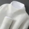 Suéter 100% Lã Pura Masculino Gola Alta Meia Cor Sólida Pulôver Roupa Íntima Casual Suéter de Caxemira Malha Solta Camisa Base