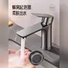 Grifo para lavabo 304 color gris plomo, de doble control para agua fría y caliente, para lavabos de baño domésticos, estilo llave inglesa