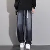 Pantalones largos de mezclilla vintage para niños y adolescentes, nuevo estilo primavera y otoño, pierna ancha recta casual holgados para estudiantes de secundaria