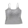 Camisole Fina de Alça Fina Sem Costura para Verão com Bojo, Lindo Design nas Costas, Cobertura Lateral dos Seios, Blusa de Alça Básica 8839-2