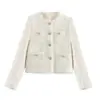 Moda Feminina Outono 2024 Novo Estilo Europeu e Americano Chic Francês Doce e Elegante Jaqueta Brilhante de Manga Longa