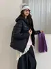 Chaqueta acolchada ligera con capucha para mujer talla grande, invierno, estilo coreano, corte holgado, moderna y cálida