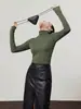 Atacado Transfronteiriço Roupas Femininas Item Quente 2026 Outono Versátil Camada Base Malha Leve e Transparente Camiseta de Gola Alta