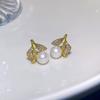 Pendientes de plata S925 estilo coreano con microincrustaciones de circonita cúbica y círculos huecos para mujer, pequeños y exquisitos pendientes de circonita cúbica.