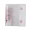 Estilo Ins Mini A8 Capa de Folhas Soltas com Botão Duplo Transparente Colorido em PVC Presilha de Encaixe Pequena Argola Metálica de 3 Furos Caderno de Folhas Soltas