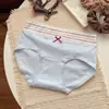 Rayas de Dulce Deseo~ Ropa Interior de Estilo Deportivo Refrescante Estilo Coreano Cómodo Transpirable Cintura Media Algodón Puro Entrepierna Extendida Calzones para Mujer