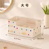 Organizador de cosméticos de lunares color crema, adecuado para dormitorios y uso doméstico, con diseño de escritorio, compartimentos divididos y una caja de almacenamiento multicapa de gran capacidad