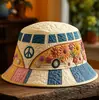 Sitio Web Independiente Transfronterizo Nuevo Modelo Coche de Viaje Patrón Bordado Acolchado Estampado Unisex Sombrero de Pescador Arcoíris Sombrero de Sol